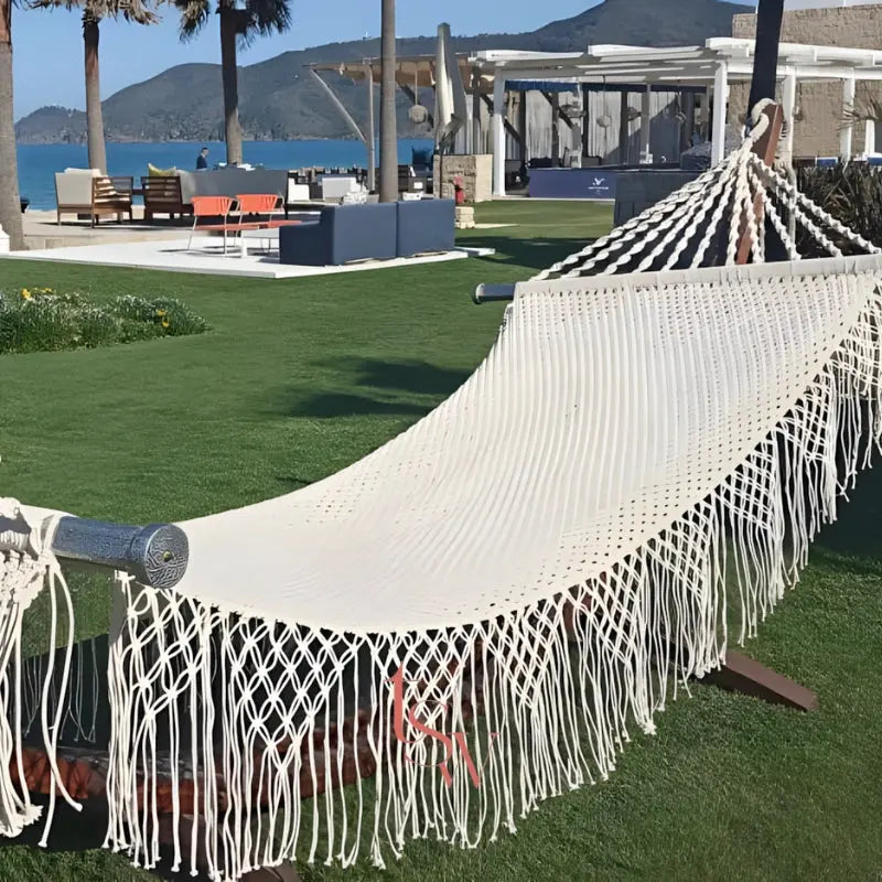 Handmade Macramé Hammock with Wooden Frame The Seven Women