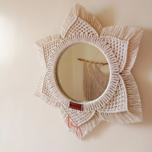 Macrame Mirror Set Moon Sun Flower