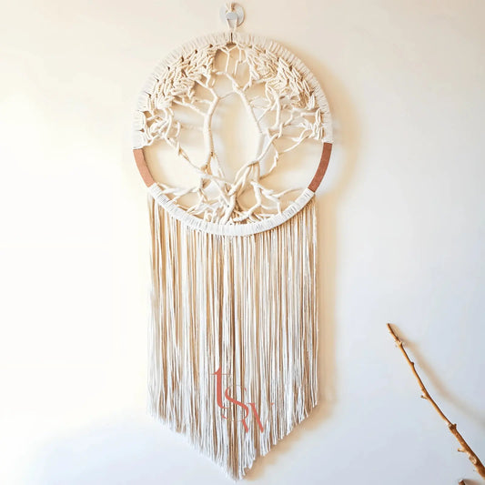 Roots – White Round Macramé Tree of Life The Seven Women