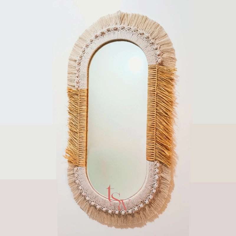 DUO MACRAME MIRRORS RAPHIA