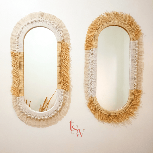 DUO MACRAME MIRRORS RAPHIA
