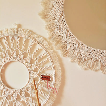 Boho Macramé Mirror & Mandala Wall Set – Handmade Elegance