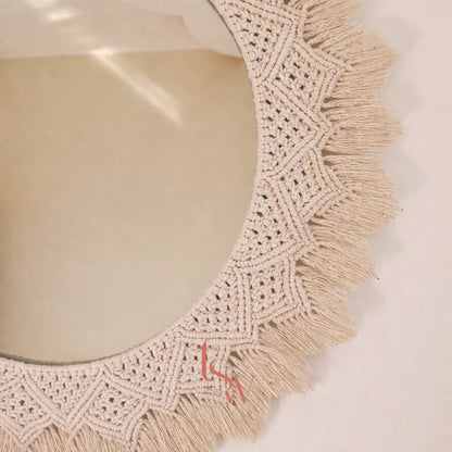Boho Macramé Mirror & Mandala Wall Set – Handmade Elegance