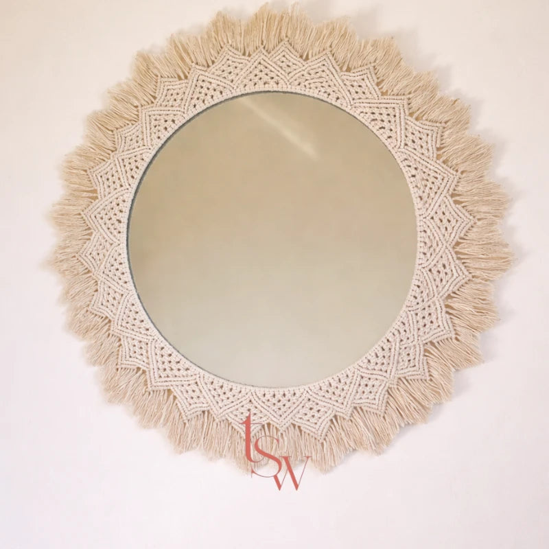 Boho Round Macrame Mirror