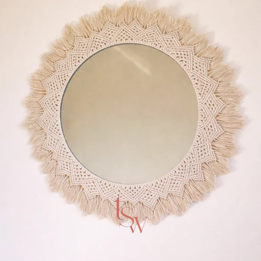 Boho Round Macrame Mirror