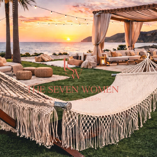 Handmade Macramé Hammock with Wooden Structure