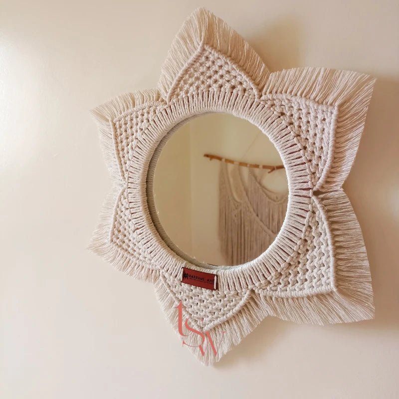 Macrame Mirror Set Moon Sun Flower
