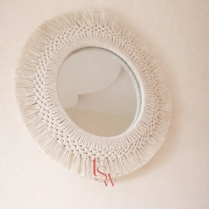 Ensemble de miroirs en macramé Lune Soleil Fleur