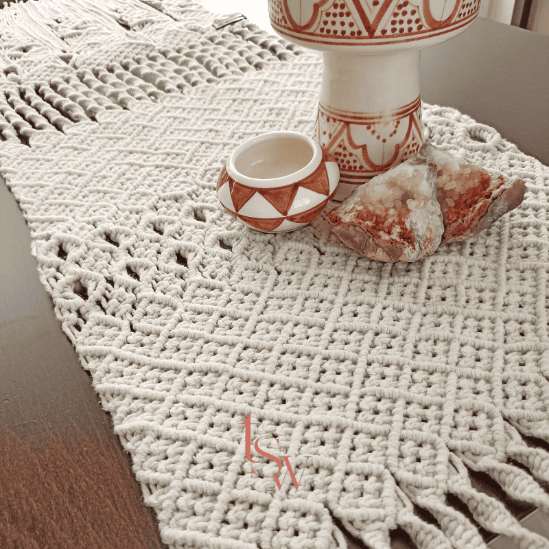 Macramé Table Runner – Bohemian Elegance