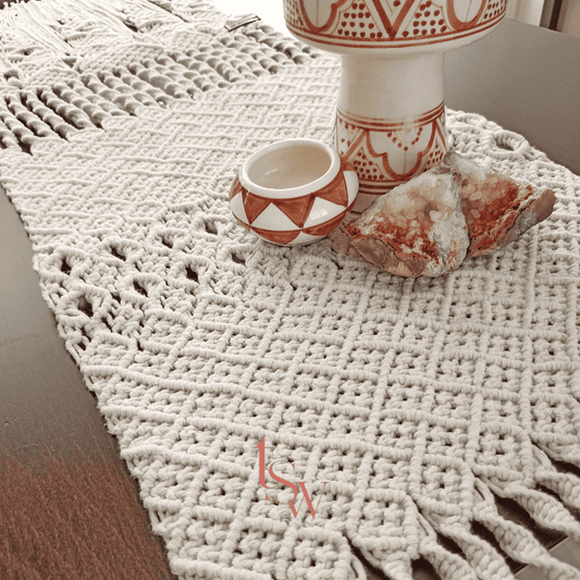 Macramé Table Runner – Bohemian Elegance