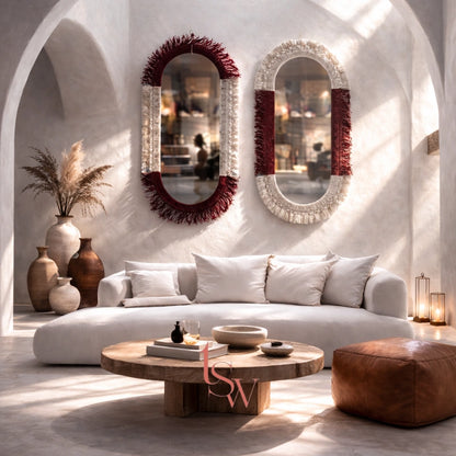 DUO MACRAME MIRRORS RAPHIA