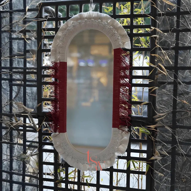 DUO MACRAME MIRRORS RAPHIA