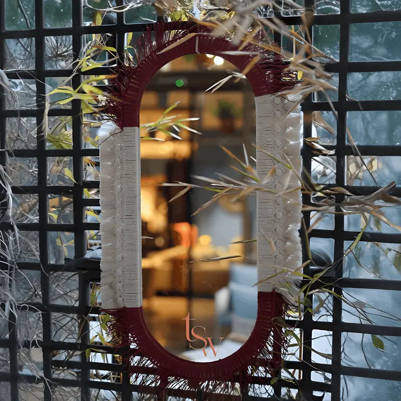 DUO MACRAME MIRRORS RAPHIA